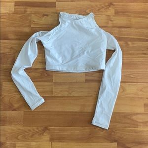 White over the shoulder dance crop top